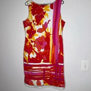 Chetta B hand painted print lined sleeveless dress size 14